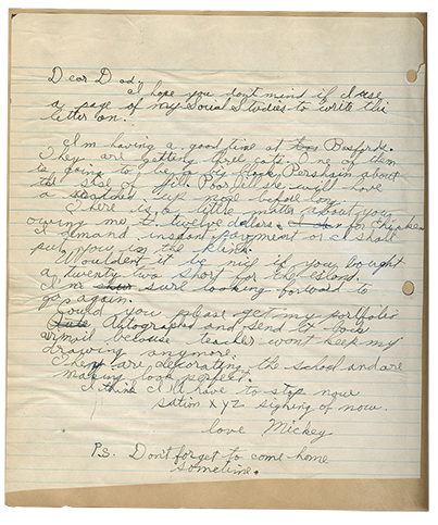 Lettre à l’intention de Ralph Maybank de la part de son fils Michael